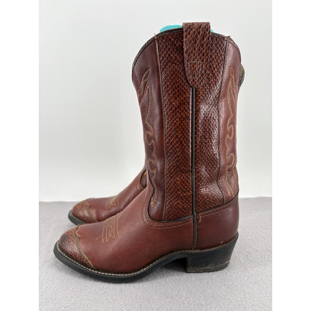 Kid's Vintage Red Leather Cowboy Boots 23286 TEXAS Made In USA Size 5 D